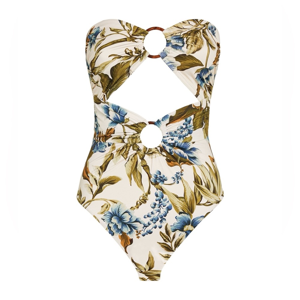 Zimmermann Floral Cutout Swimsuit - Blue and Green